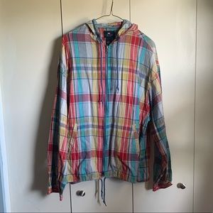 Plaid Zip Up Jacket with Hood